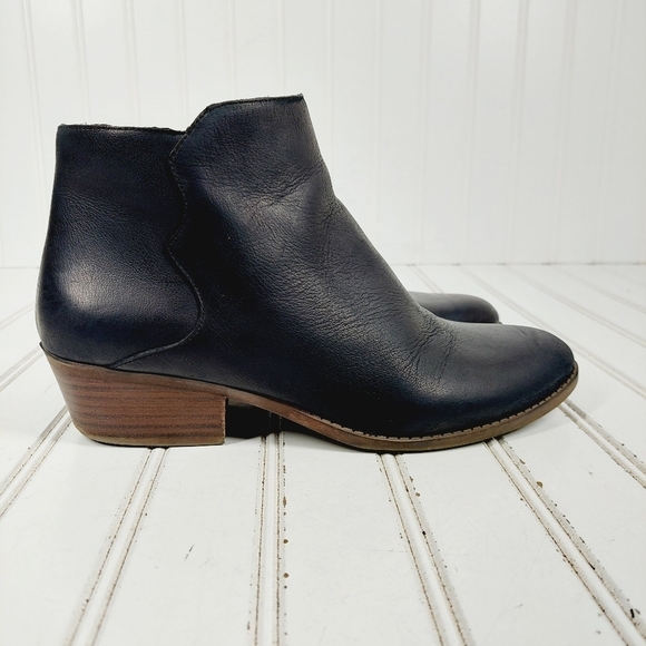 Crown Vintage Beatrix Black Leather Slip On Block Heel Ankle Boots D937 - Picture 5 of 12